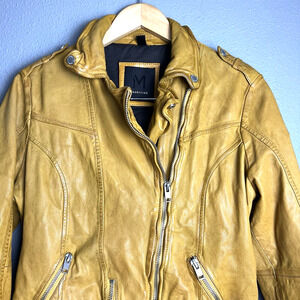 Mauritius XL Wild Moto Lamb Leather Designer Modern Timeless Yellow Jacket Edgy